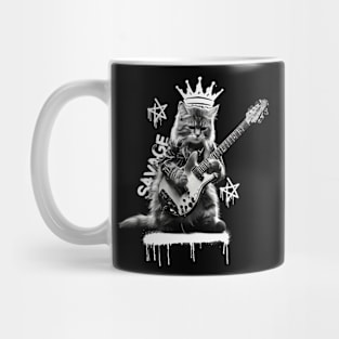 Rock Cat Playing Guitar Mug